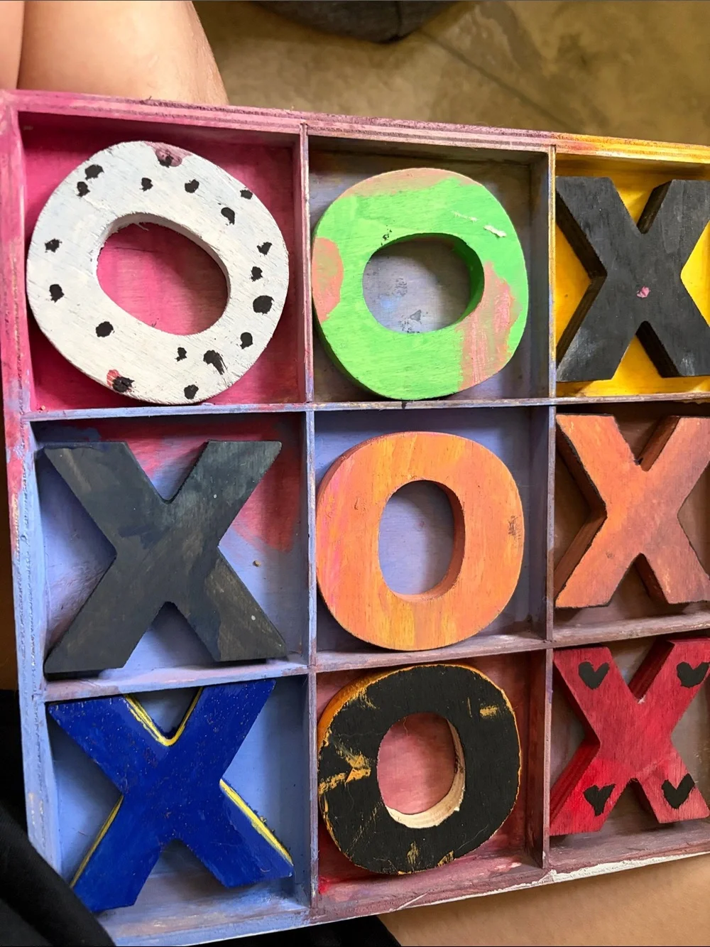Colorful Wooden XOXO Tic-Tac-Toe Game - Multicolor
